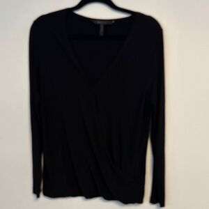 BCBGMaxAzria Classic Black V-Neck Blouse